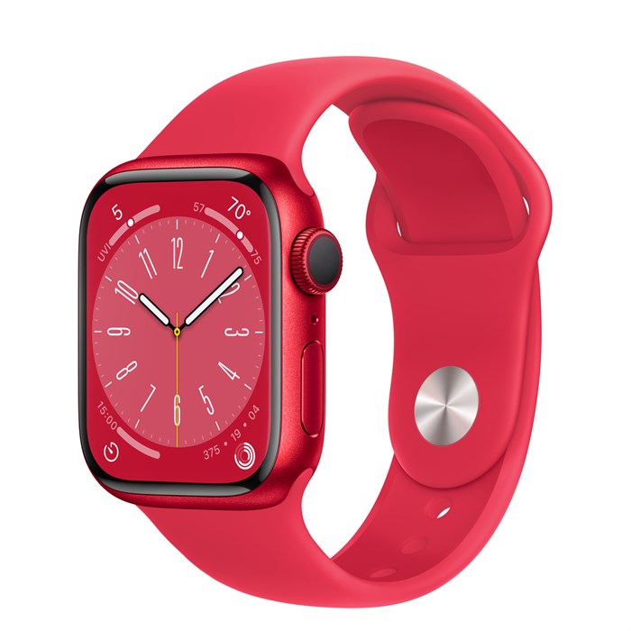 Watch Series 8 41 мм корпус из алюминия в цвете (ProDUCT)RED (Красный) спортивный ремешок в цвете (ProDUCT)RED (Красный) два ремешка в комплекте MNP73 - фото 12832