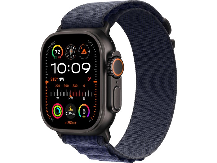 Watch Ultra 2 49 мм Чёрный Титан корпус c Navy Alpine Loop ремешком - M (145-190 мм) MYTF3-MYPX3 - фото 19969