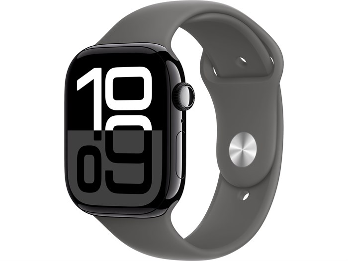 Watch Series 10 42 мм Jet Black (Глянцевый чёрный) Алюминиевый корпус с Stone Gray Sport Band - M/L (150-200 мм) MWWX3-MXLH3 - фото 20191