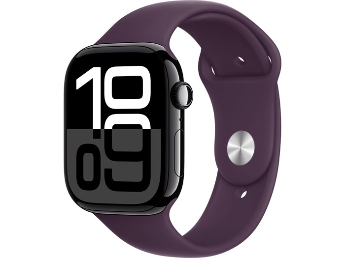 Watch Series 10 42 мм Jet Black (Глянцевый чёрный) Алюминиевый корпус с Plum Sport Band - M/L (150-200 мм) MWWX3-MXLD3 - фото 20203