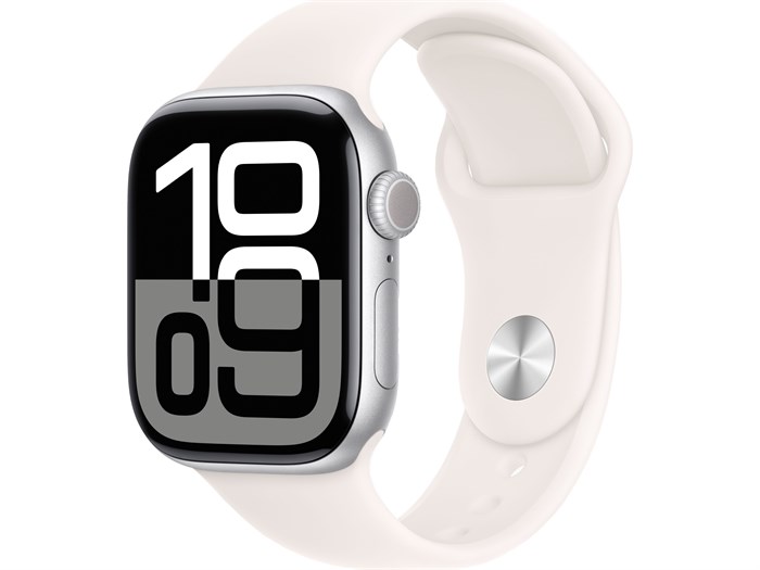Watch Series 10 46 мм Silver (Серебристый) Алюминиевый корпус с Light Blush Sport Band - M/L (160-210 мм) MWX03-MXM93 - фото 20305