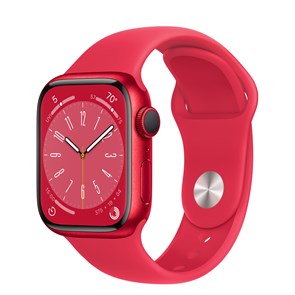 Watch Series 8 41 мм корпус из алюминия в цвете (ProDUCT)RED (Красный) спортивный ремешок в цвете (ProDUCT)RED (Красный) два ремешка в комплекте MNP73