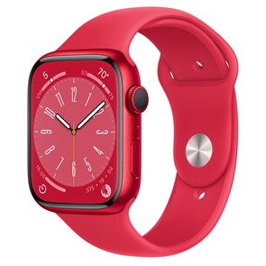 Watch Series 8 45 мм корпус из алюминия в цвете (ProDUCT)RED (Красный) спортивный ремешок в цвете (ProDUCT)RED (Красный) два ремешка в комплекте MNP43