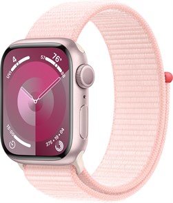 Watch Series 9 45 мм корпус из алюминия в цвете Pink (Розовый) нейлоновый ремешок в цвете Light Pink (Нежно-Розовый) MR9J3