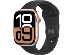 Watch Series 10 42 мм Rose Gold (Розовое золото) Алюминиевый корпус с Black Sport Band - S/M (130-180 мм) MWWY3-MXLJ3