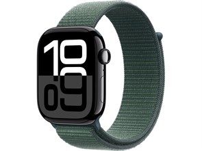 Watch Series 10 42 мм Jet Black (Глянцевый чёрный) Алюминиевый корпус с Lake Green Sport Loop MWWX3-MXL23
