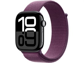 Watch Series 10 42 мм Jet Black (Глянцевый чёрный) Алюминиевый корпус с Plum Sport Loop MWWX3-MXKY3