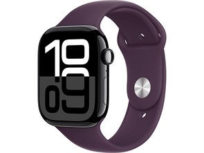 Watch Series 10 46 мм Jet Black (Глянцевый чёрный) Алюминиевый корпус с Plum Sport Band - M/L (160-210 мм) MWX13-MXLU3