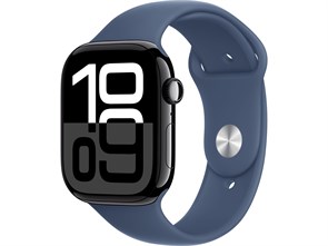 Watch Series 10 46 мм Jet Black (Глянцевый чёрный) Алюминиевый корпус с Denim Sport Band - S/M (140-190 мм) MWX13-MXLV3