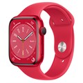 Watch Series 8 45 мм корпус из алюминия в цвете (ProDUCT)RED (Красный) спортивный ремешок в цвете (ProDUCT)RED (Красный) два ремешка в комплекте MNP43 - фото 12843